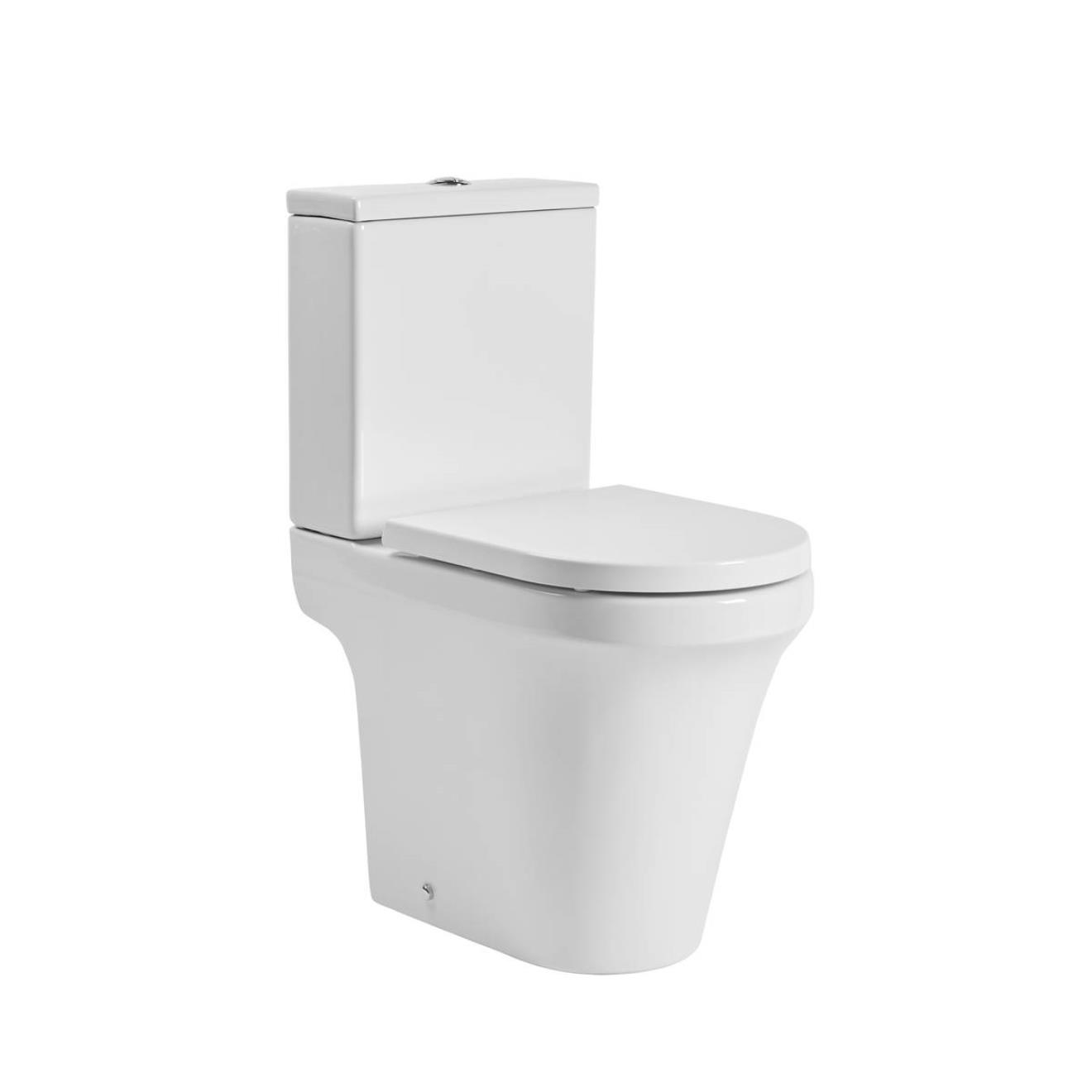 Aerial Comfort Height Open Back Close Coupled Rimless Pan & Cistern inc Soft Close Seat