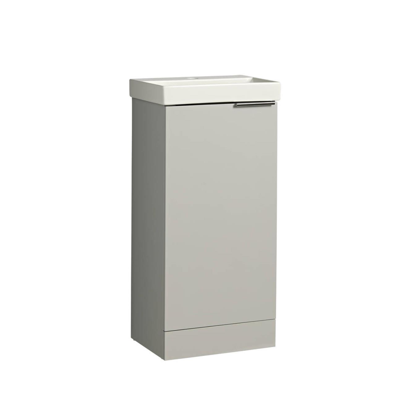 Cadence Floorstanding Cloakroom Vanity Unit & Ceramic Basin Gloss Light Grey 400mm