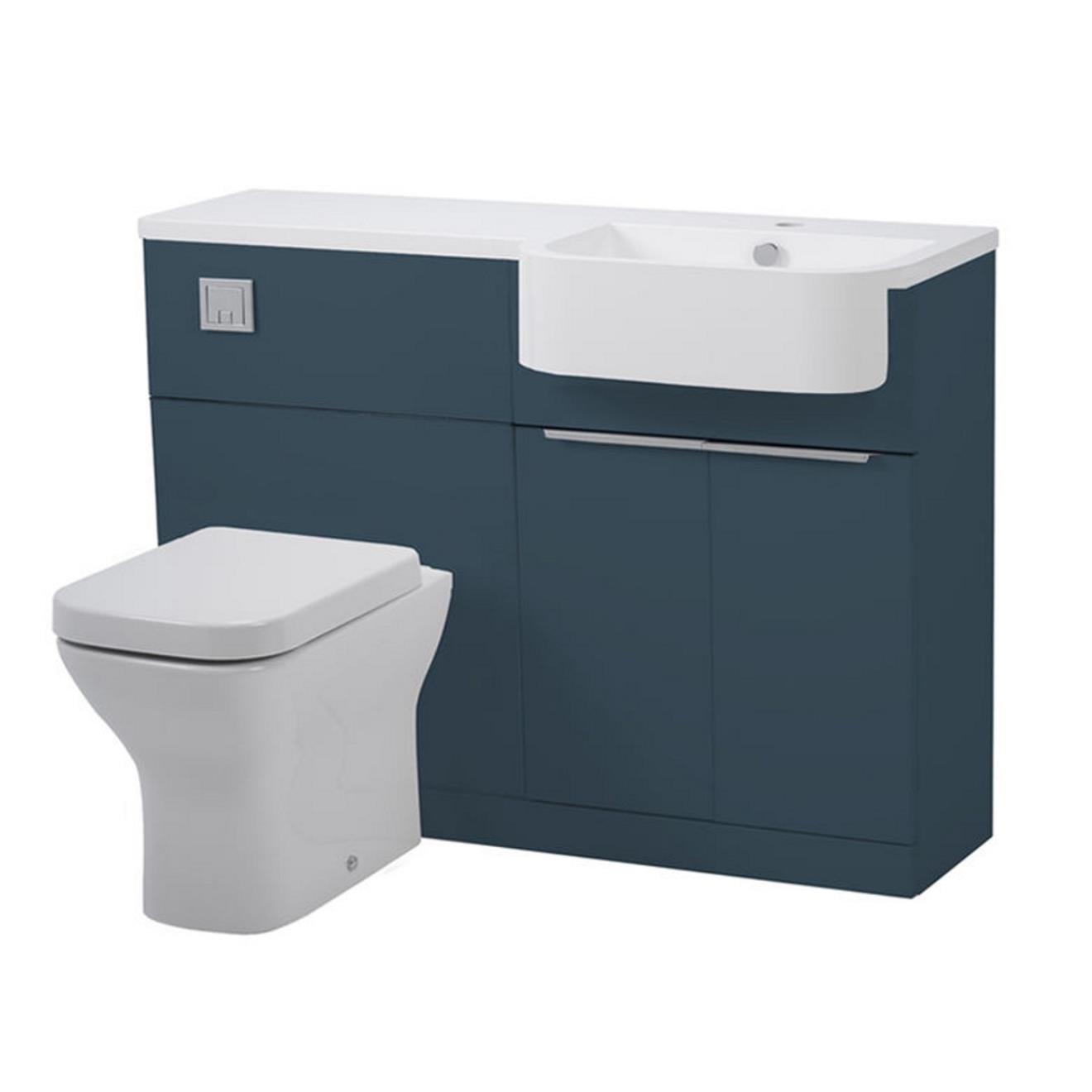 Match Combination Unit & Basin Oxford Blue 1200mm Right Hand