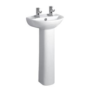 Micra Cloakrooms Basin & Pedestal White 450 x 375mm 2TH