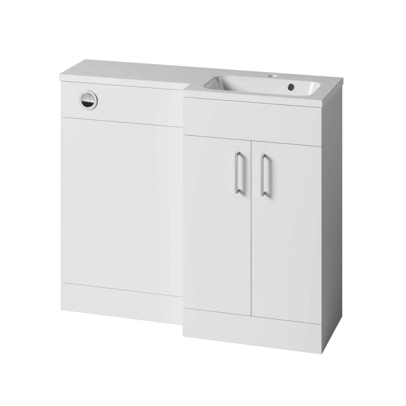 Nexus L Shape Furniture Set & Basin Gloss White 1000mm Right Hand